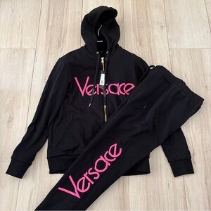 Versace black and pink two piece track suit